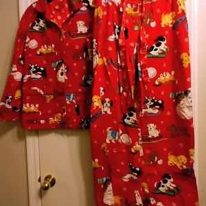 Nick & Nora Red Dog Print Women's S Pajama Set